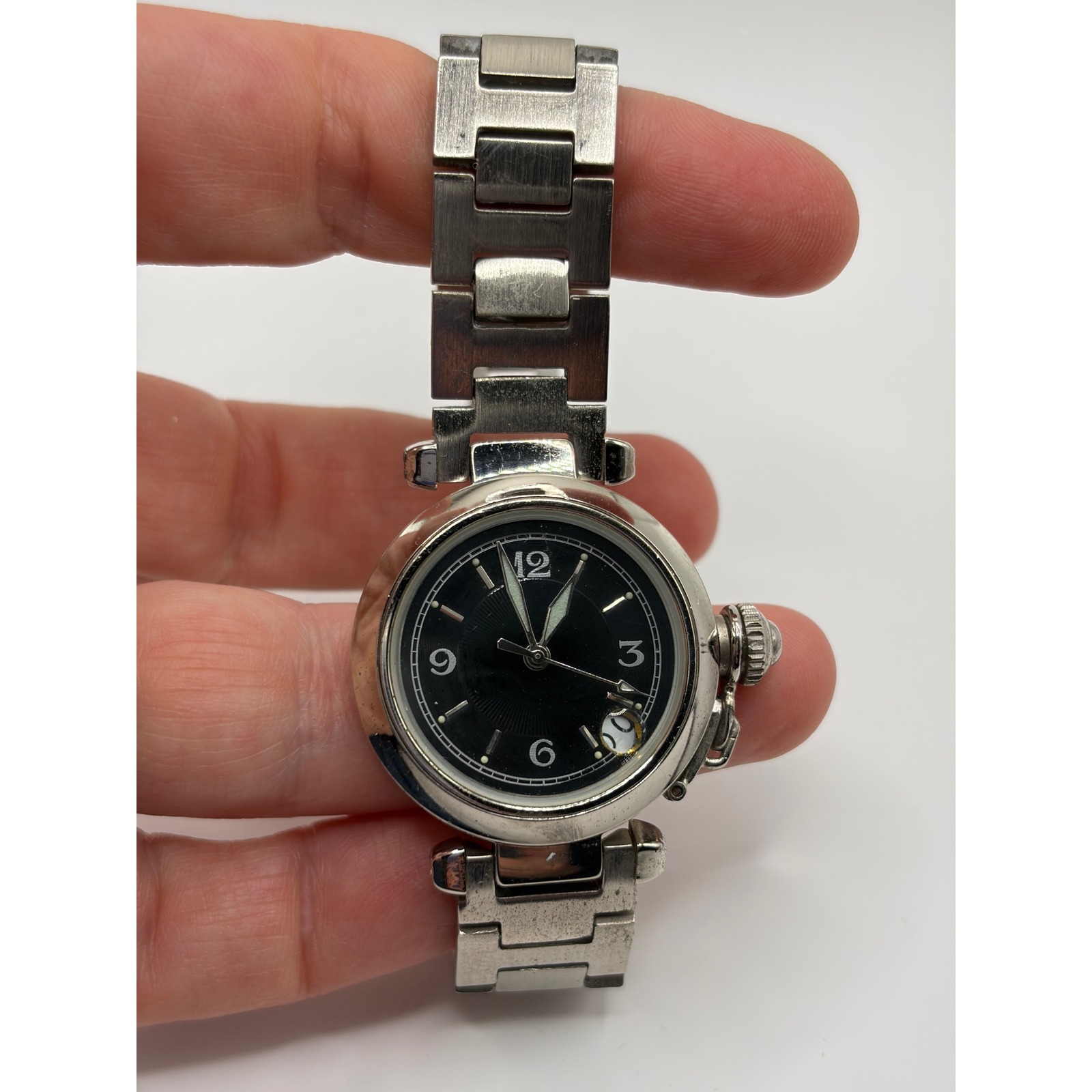Womens Stainless Steel Round Black Dial Analog Wristwatch Fashion Luxury